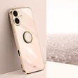 For iPhone 16 Plus XINLI Straight Edge 6D Electroplate TPU Phone Case with Ring Holder(Pink) - iPhone 16 Plus Cases by XINLI | Online Shopping South Africa | PMC TechLife | Buy Now Pay Later Mobicred