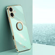 For iPhone 16 Plus XINLI Straight Edge 6D Electroplate TPU Phone Case with Ring Holder(Mint Green) - iPhone 16 Plus Cases by XINLI | Online Shopping South Africa | PMC TechLife | Buy Now Pay Later Mobicred