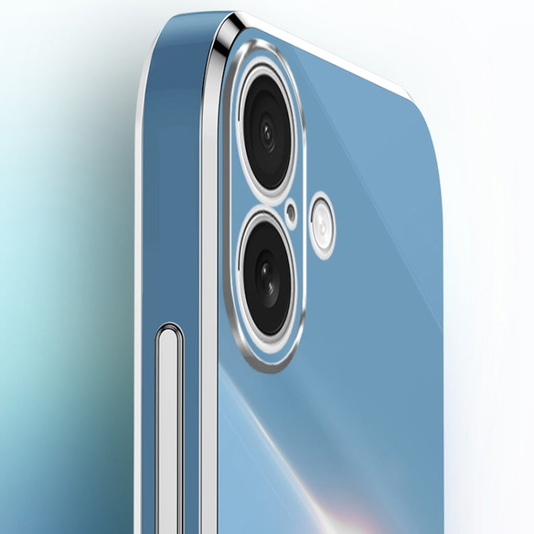 For iPhone 16 XINLI Straight Edge 6D Electroplate TPU Phone Case with Ring Holder(White)