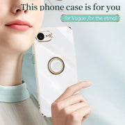 For iPhone 16e XINLI Straight Edge 6D Electroplate TPU Phone Case with Ring Holder(Celestial Blue)