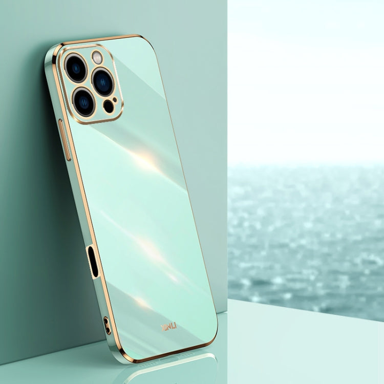 For iPhone 16 Pro Max XINLI Straight Edge 6D Electroplate TPU Phone Case(Mint Green)