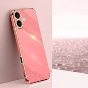 For iPhone 16 Plus XINLI Straight Edge 6D Electroplate TPU Phone Case(Hawthorn Red)