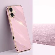 For iPhone 16 XINLI Straight Edge 6D Electroplate TPU Phone Case(Cherry Purple)
