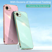 For iPhone 16e XINLI Straight Edge 6D Electroplate TPU Phone Case(Black)