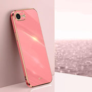 For iPhone 16e XINLI Straight Edge 6D Electroplate TPU Phone Case(Hawthorn Red)