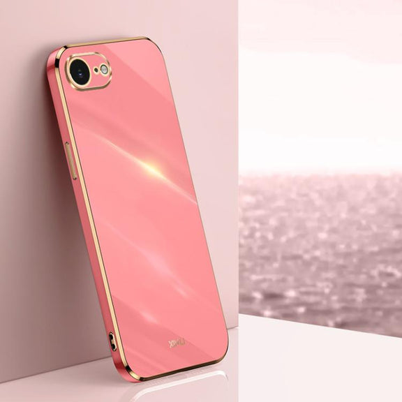 For iPhone 16e XINLI Straight Edge 6D Electroplate TPU Phone Case(Hawthorn Red)