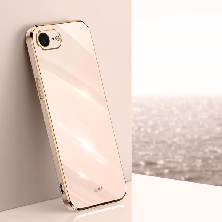 For iPhone 16e XINLI Straight Edge 6D Electroplate TPU Phone Case(Pink)