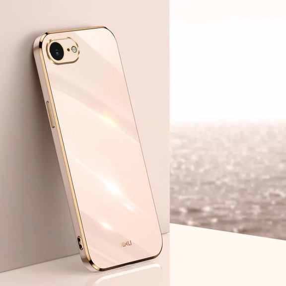For iPhone 16e XINLI Straight Edge 6D Electroplate TPU Phone Case(Pink)