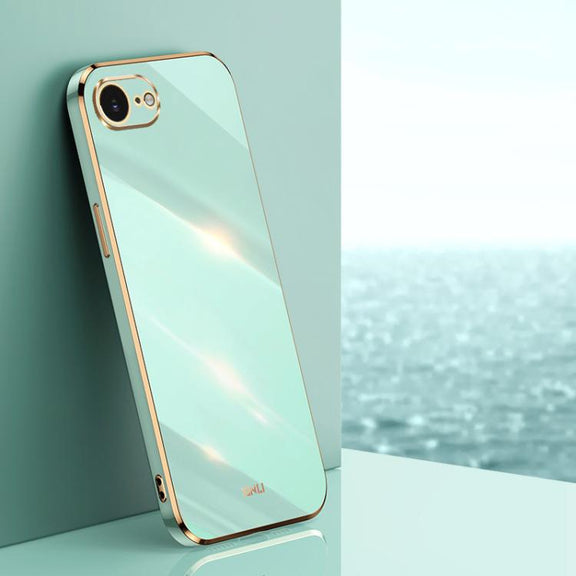 For iPhone 16e XINLI Straight Edge 6D Electroplate TPU Phone Case(Mint Green)
