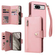 For Google Pixel 8 Rivet Buckle 9 Cards Three Fold Leather Phone Case(Rose Gold) - Google Cases by PMC TechLife | Online Shopping South Africa | PMC TechLife | Buy Now Pay Later Mobicred
