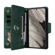 For Google Pixel 8 Rivet Buckle 9 Cards Three Fold Leather Phone Case(Green)