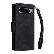 For Google Pixel 8 Pro Rivet Buckle 9 Cards Three Fold Leather Phone Case(Black)