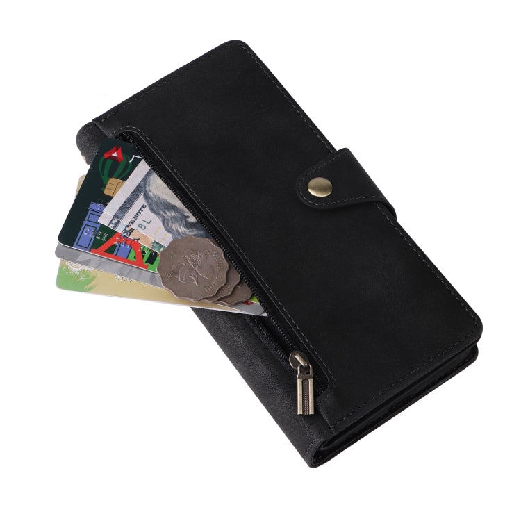 For Google Pixel 8a Rivet Buckle 9 Cards Three Fold Leather Phone Case(Black)