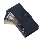 For Google Pixel 8a Rivet Buckle 9 Cards Three Fold Leather Phone Case(Blue)