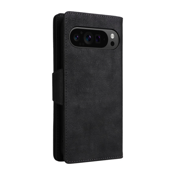 For Google Pixel 9 Pro Rivet Buckle 9 Cards Three Fold Leather Phone Case(Black)
