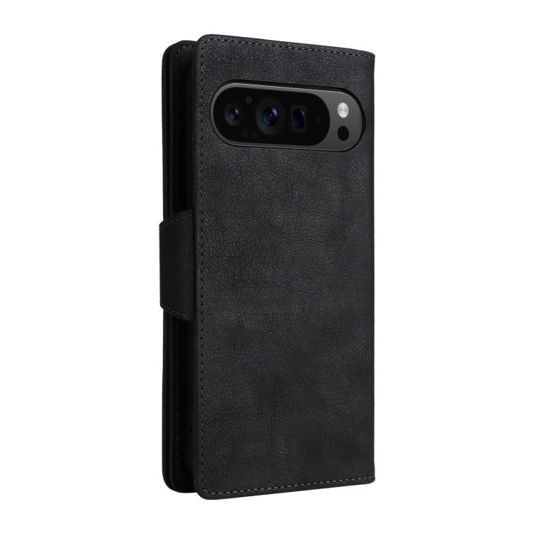 For Google Pixel 9 Pro Rivet Buckle 9 Cards Three Fold Leather Phone Case(Black)