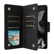 For Google Pixel 9 Pro Rivet Buckle 9 Cards Three Fold Leather Phone Case(Black)