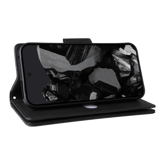 For Google Pixel 9 Pro Rivet Buckle 9 Cards Three Fold Leather Phone Case(Black)