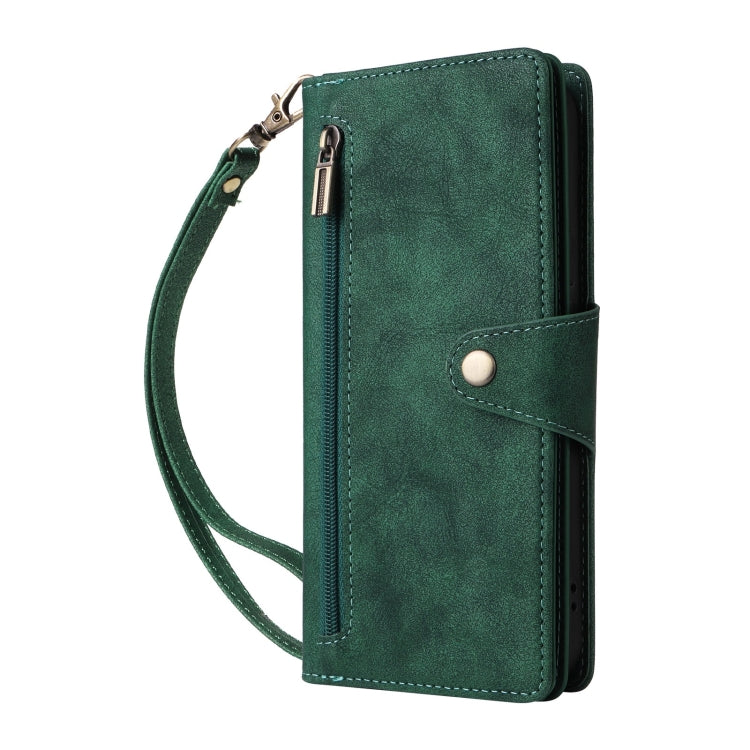 For Google Pixel 9 Pro Rivet Buckle 9 Cards Three Fold Leather Phone Case(Green)