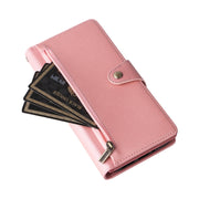 For Google Pixel 9 Rivet Buckle 9 Cards Three Fold Leather Phone Case(Rose Gold)