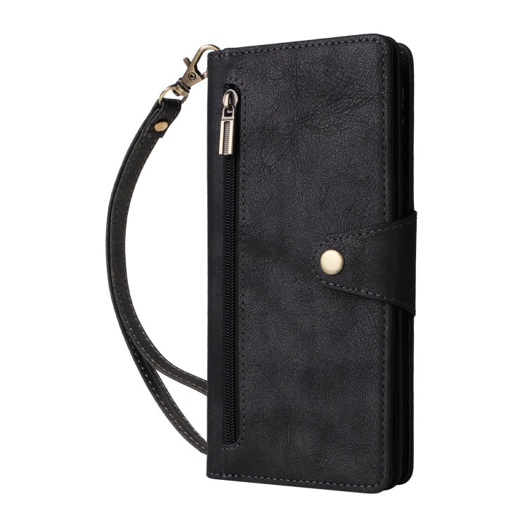 For Google Pixel 9 Rivet Buckle 9 Cards Three Fold Leather Phone Case(Black)
