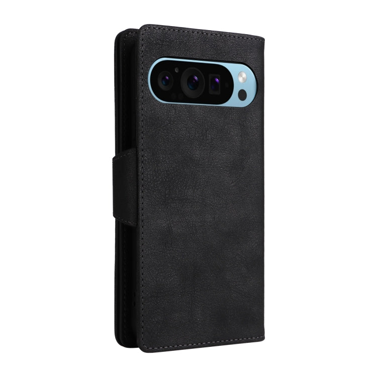 For Google Pixel 9 Rivet Buckle 9 Cards Three Fold Leather Phone Case(Black)