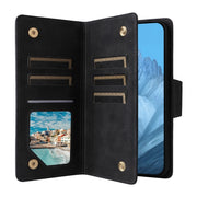 For Google Pixel 9 Rivet Buckle 9 Cards Three Fold Leather Phone Case(Black)