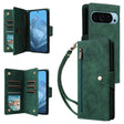 For Google Pixel 9 Rivet Buckle 9 Cards Three Fold Leather Phone Case(Green) - Google Cases by PMC TechLife | Online Shopping South Africa | PMC TechLife | Buy Now Pay Later Mobicred