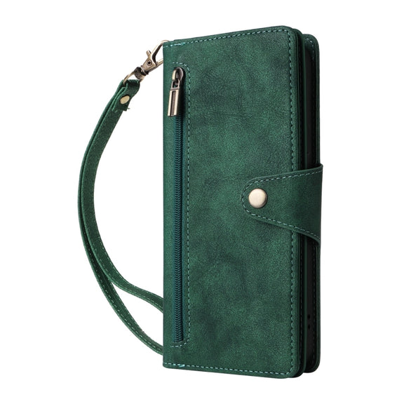 For Google Pixel 9 Rivet Buckle 9 Cards Three Fold Leather Phone Case(Green)