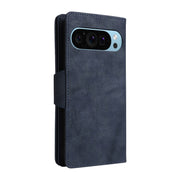 For Google Pixel 9 Rivet Buckle 9 Cards Three Fold Leather Phone Case(Blue)