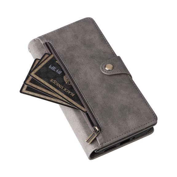 For Google Pixel 9 Rivet Buckle 9 Cards Three Fold Leather Phone Case(Grey)