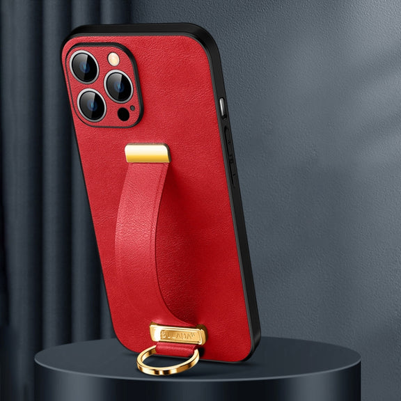 For iPhone 16 Pro Max SULADA Tide Cool Series PC + Leather Texture Skin Feel Phone Case(Red)