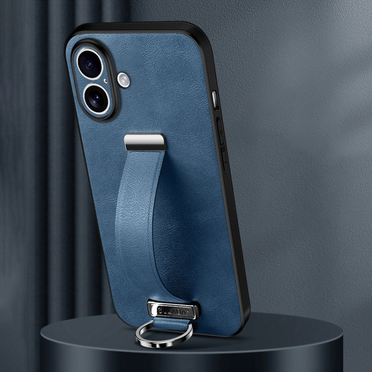 For iPhone 16 Plus SULADA Tide Cool Series PC + Leather Texture Skin Feel Phone Case(Blue)