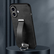 For iPhone 16 SULADA Tide Cool Series PC + Leather Texture Skin Feel Phone Case(Black)