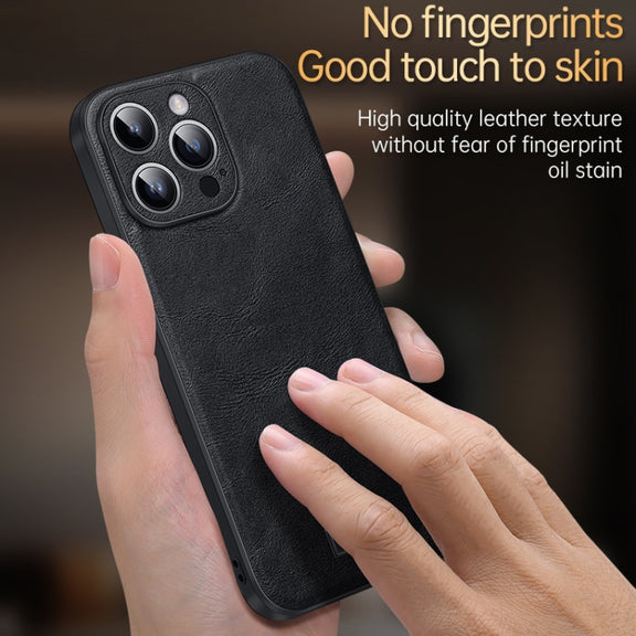 For iPhone 16 SULADA Shockproof TPU Hybrid Handmade Leather Phone Case(Red)