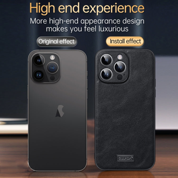 For iPhone 16 Plus SULADA Shockproof TPU Hybrid Handmade Leather Phone Case(Black)