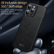 For iPhone 16 SULADA Shockproof TPU Hybrid Handmade Leather Phone Case(Red)