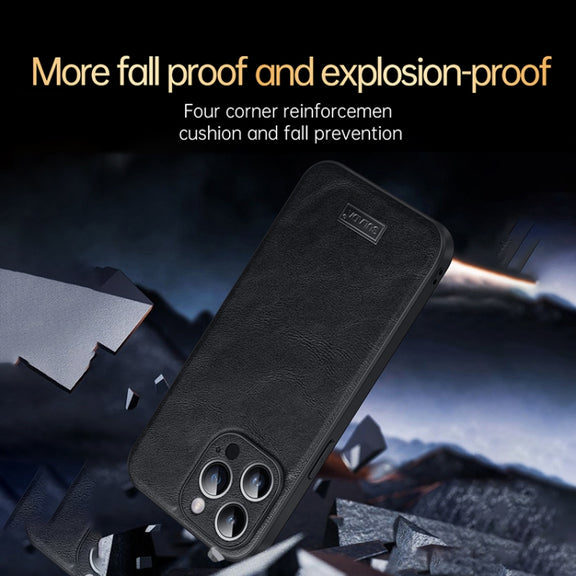 For iPhone 16 SULADA Shockproof TPU Hybrid Handmade Leather Phone Case(Red)