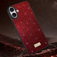 For iPhone 16 Plus SULADA Glittery PC Hybrid TPU Handmade Leather Phone Case(Red) - iPhone 16 Plus Cases by SULADA | Online Shopping South Africa | PMC TechLife | Buy Now Pay Later Mobicred