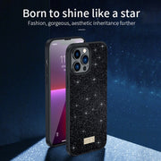 For iPhone 16 Plus SULADA Glittery PC Hybrid TPU Handmade Leather Phone Case(Red)