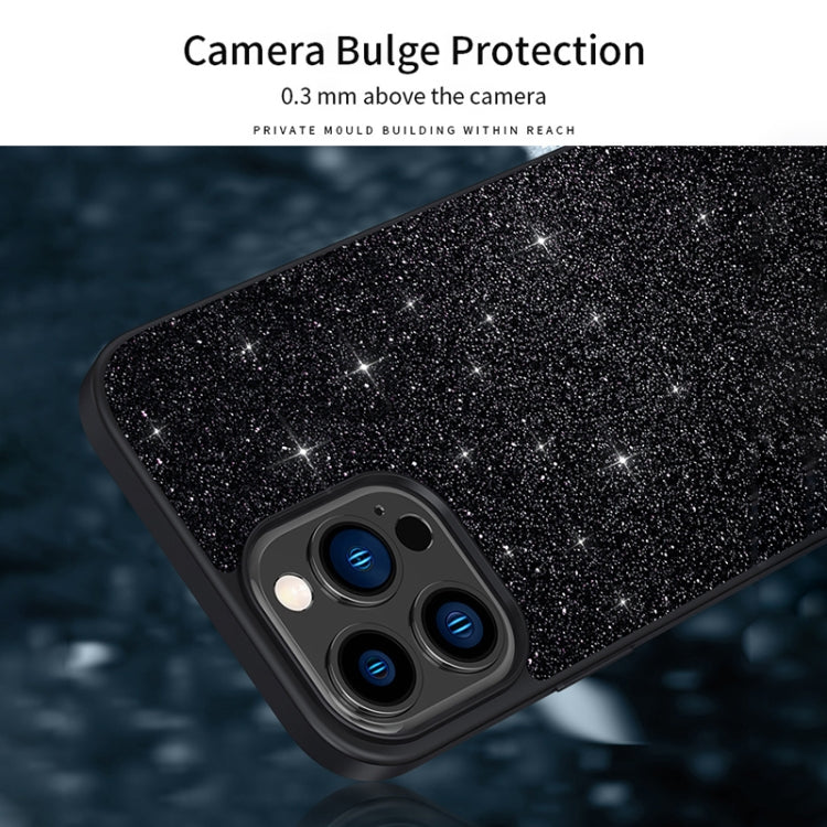 For iPhone 16 SULADA Glittery PC Hybrid TPU Handmade Leather Phone Case(Gold)