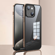 For iPhone 15 Plus SULADA Metal Frame + Nano Glass + TPU Phone Case(Gold)