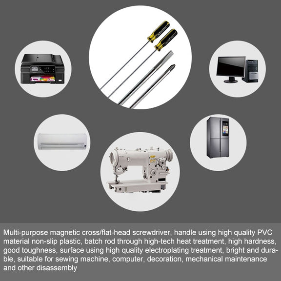 Extended Screwdriver 12 inch Cross-shaped Screwdriver Special Long Magnetic Sewing Machine Machine Repair Screwdriver(Cross)
