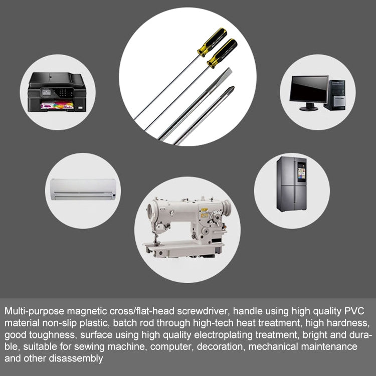 Extended Screwdriver 12 inch Cross-shaped Screwdriver Special Long Magnetic Sewing Machine Machine Repair Screwdriver(Cross)