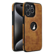 For iPhone 15 Pro Leather Texture Stitching Phone Case(Brown) - iPhone 15 Pro Cases by PMC TechLife | Online Shopping South Africa | PMC TechLife | Buy Now Pay Later Mobicred