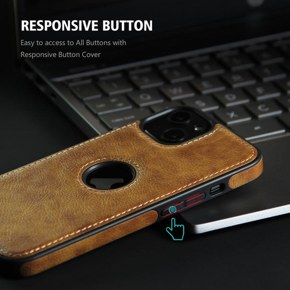 For iPhone 15 Pro Leather Texture Stitching Phone Case(Brown)
