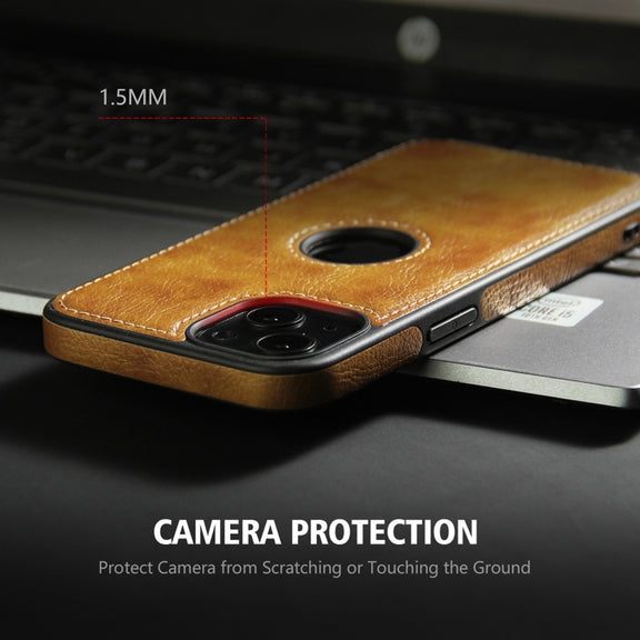 For iPhone 15 Pro Leather Texture Stitching Phone Case(Brown)