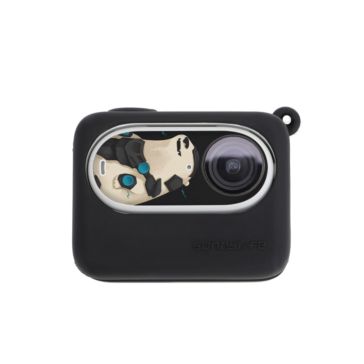 For Insta360 GO 3 Sunnylife Silicone Case Stickers Skin Wrap Lens Cover with Neck Strap(Black)