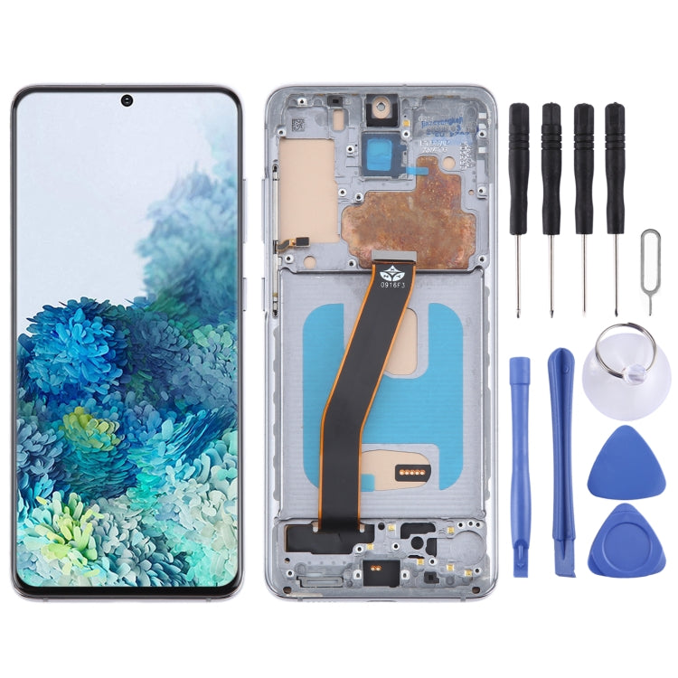 For Samsung Galaxy S20 SM-G980 TFT LCD Screen Digitizer Full Assembly with Frame, Not Supporting Fingerprint Identification(Silver)