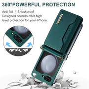 For Samsung Galaxy Z Flip5 5G DG.MING M2 Series Card Bag Magnetic Leather Phone Case(Green)